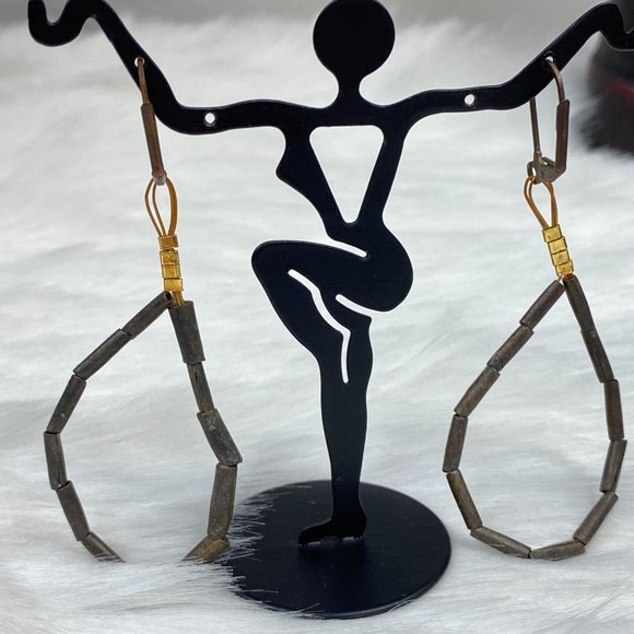 Wood Bead Hoop Pierced Earrings - Picture 5 of 5